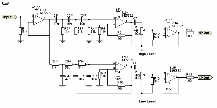 Diagrama del circuito crossover